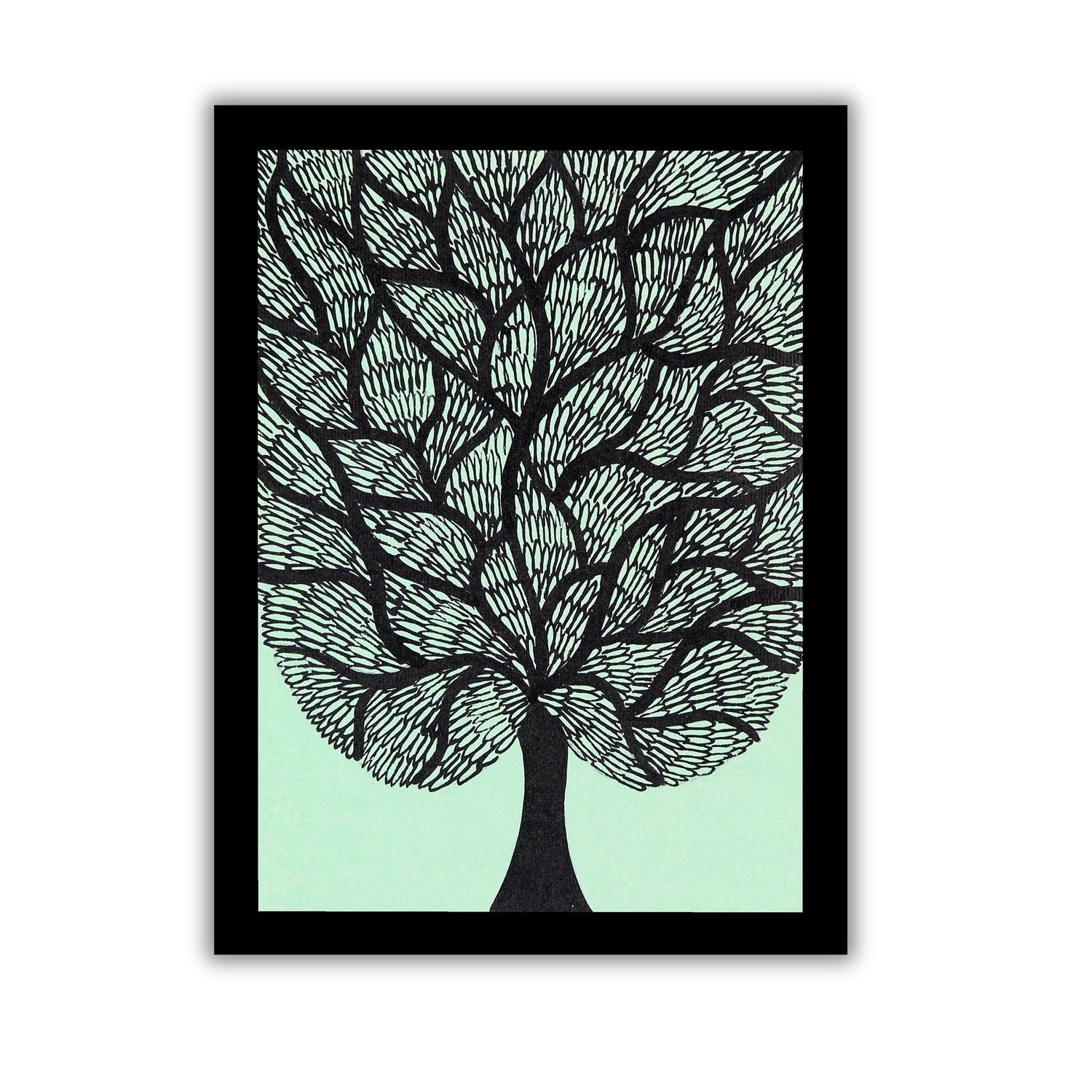 handmade madhubani painting tree of life-in vibrant traditional folk art style
