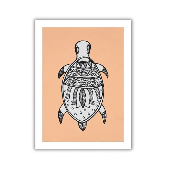 handmade madhubani painting turtle-in vibrant traditional folk art style
