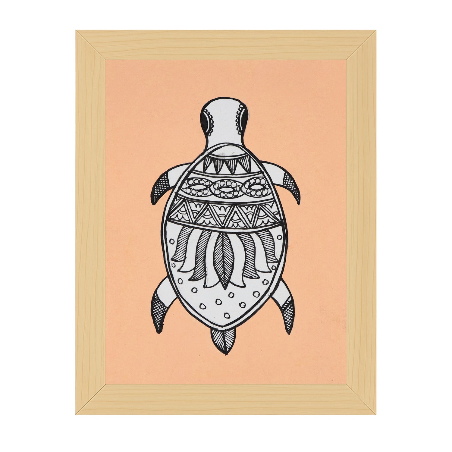 handmade madhubani painting turtle-in vibrant traditional folk art style
