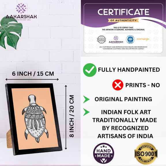 handmade iso certified-madhubani turtle painting
