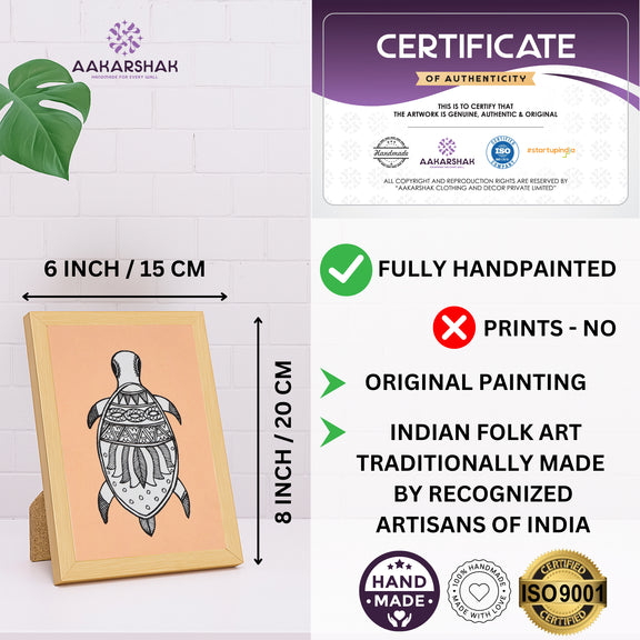 handmade iso certified-madhubani turtle painting
