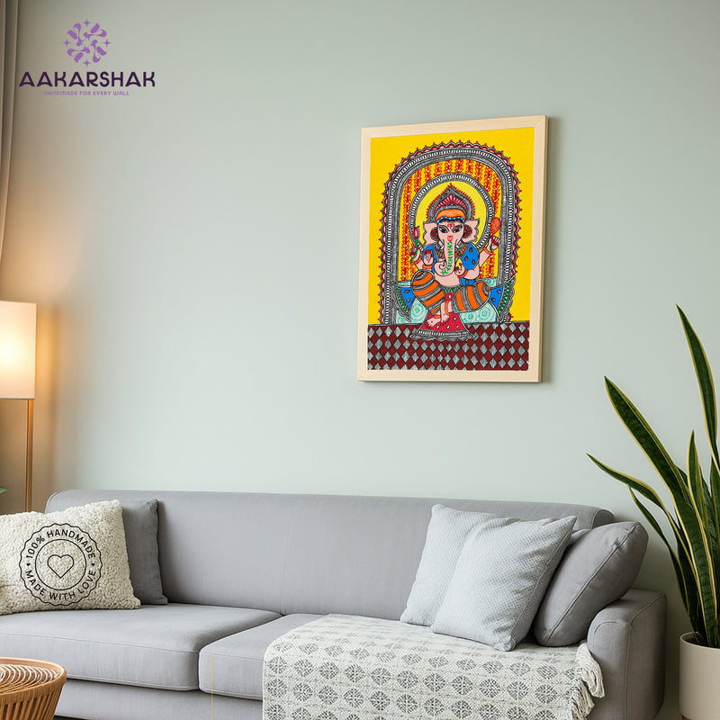 Handmade Madhubani Ganesh Painting 12x16 Inch  Wall Decor