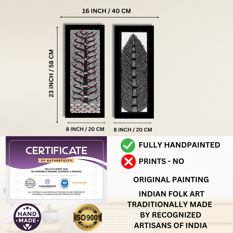 Handmade Madhubani Painting Set of 2 – Tree of life 8x23