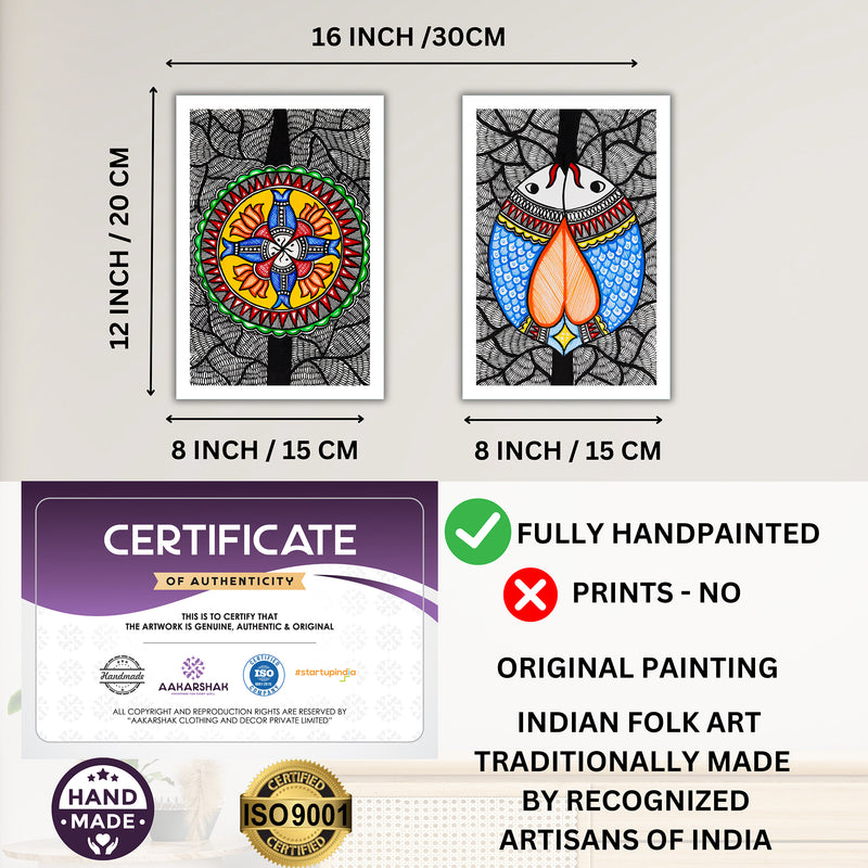 Handmade Fish Madhubani Painting 8x12 Set of 2