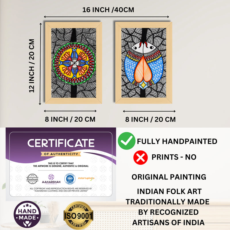 Handmade Fish Madhubani Painting 8x12 Set of 2