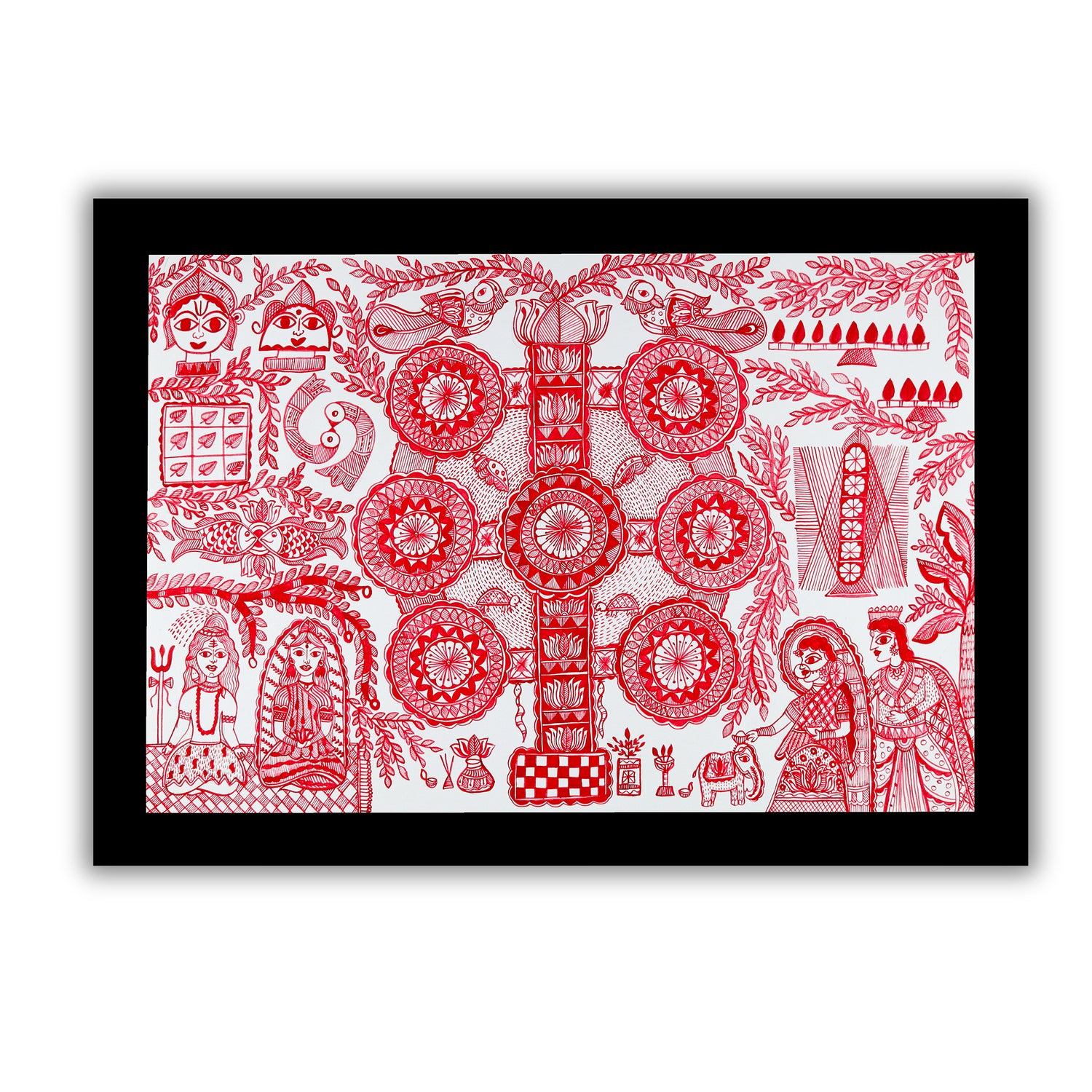 Handmade Kobhar Madhubani Painting  Wall Decor 17x24