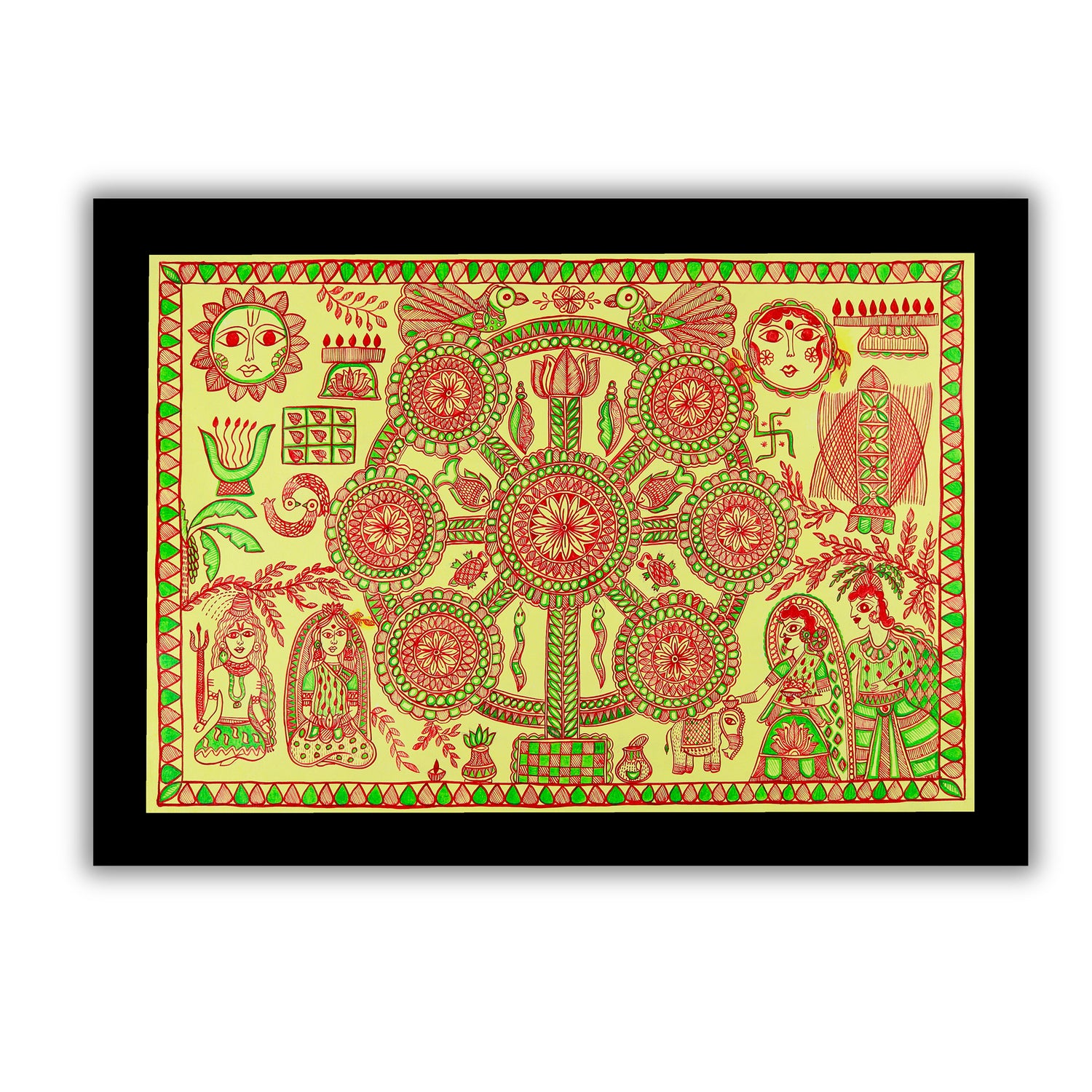Handmade Kobhar Madhubani Painting  Wall Decor 17x24