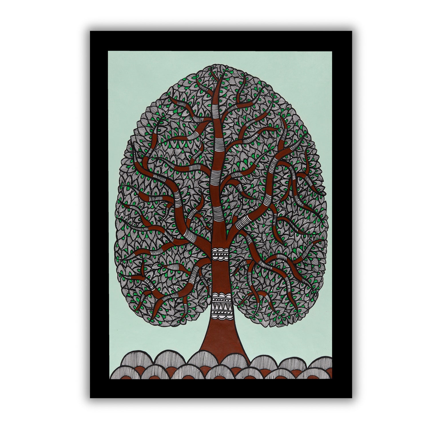 Handmade Tree of life Madhubani Painting Wall Decor 17x24