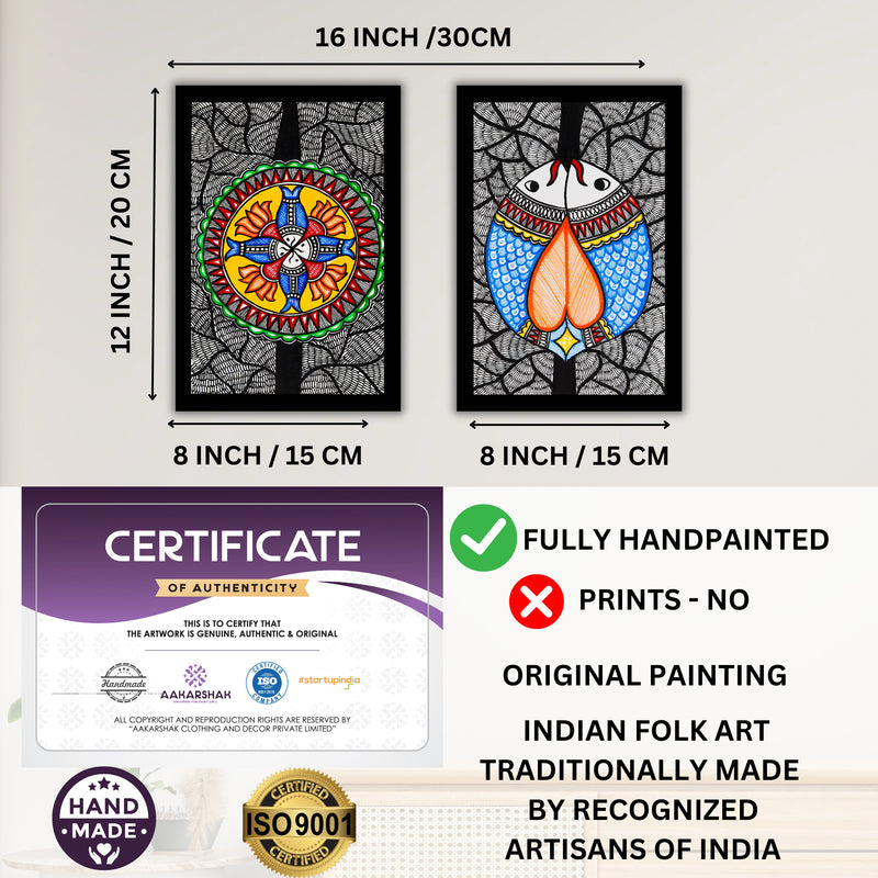 Handmade Fish Madhubani Painting 8x12 Set of 2