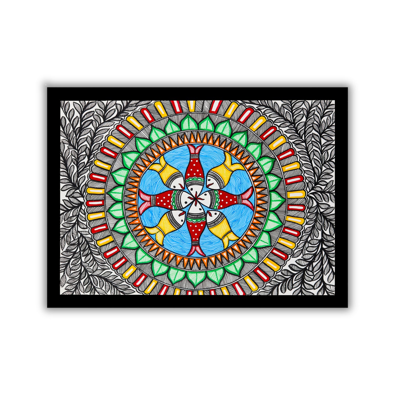 Handmade Madhubani Fish Painting 12x16 Inch  Wall Decor