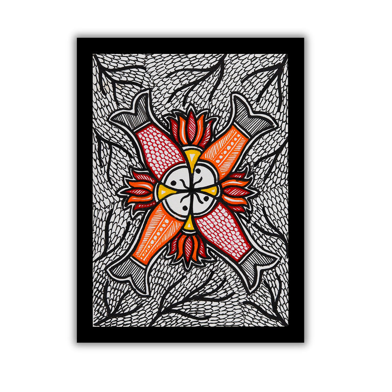 Handmade Madhubani Fish Painting 6x8 Inch Framed Indian Wall Decor