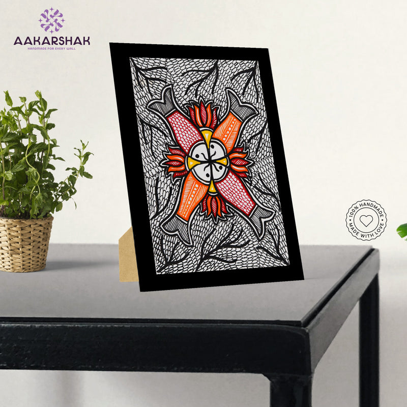 Handmade Madhubani Fish Painting 6x8 Inch Framed Indian Wall Decor