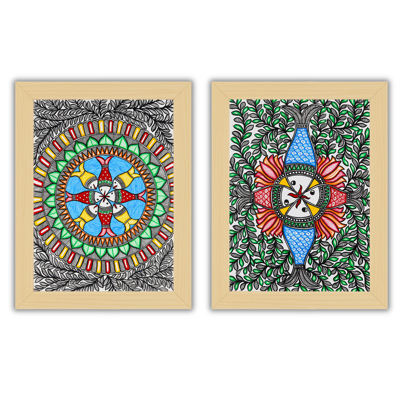 Handmade Madhubani Painting Set of 2 – Fish 12x16