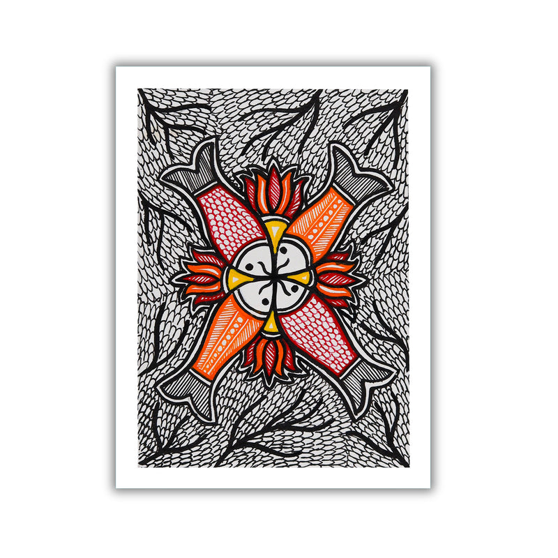 Handmade Madhubani Fish Painting 6x8 Inch Framed Indian Wall Decor