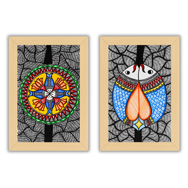 Handmade Fish Madhubani Painting 8x12 Set of 2