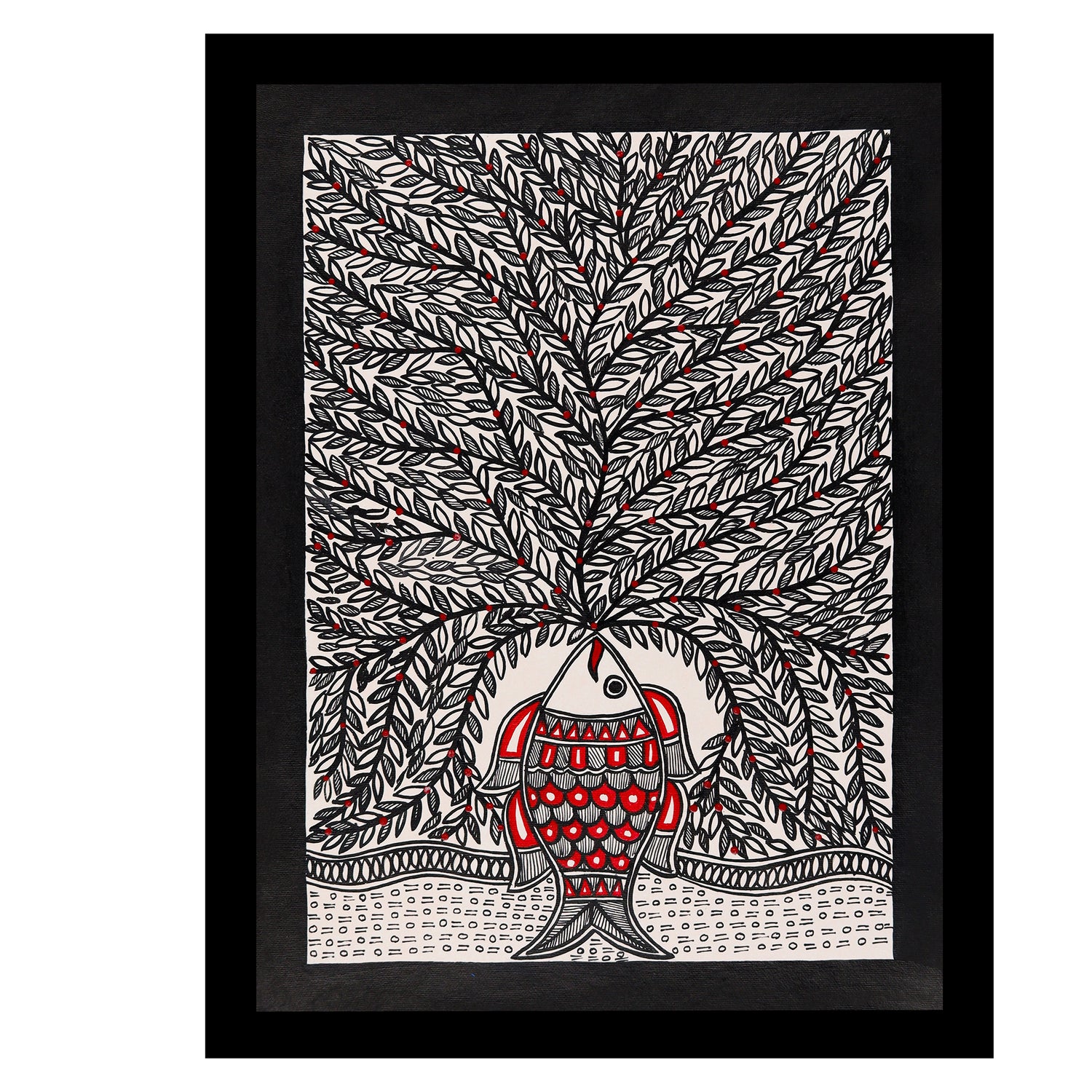 Handmade Tree of life Madhubani Painting Wall Decor 12x16