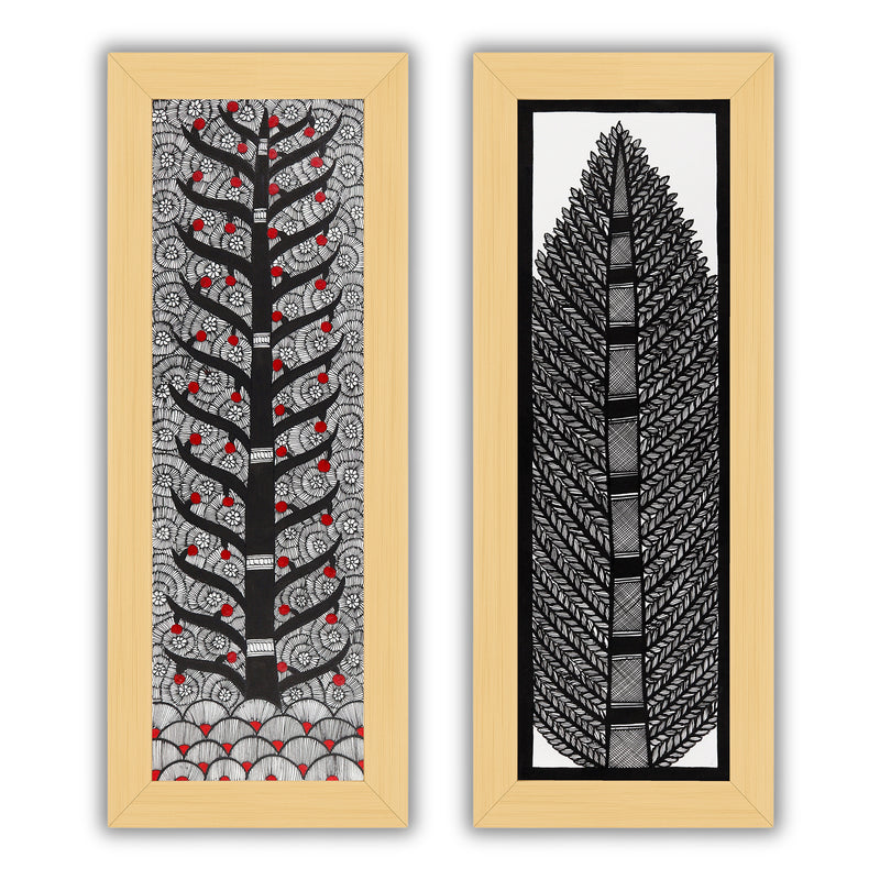 Handmade Madhubani Painting Set of 2 – Tree of life 8x23