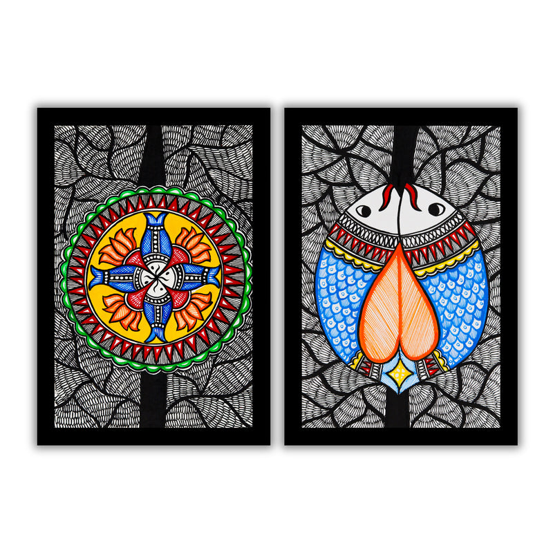 Handmade Fish Madhubani Painting 8x12 Set of 2
