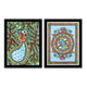 Handmade Madhubani Painting Set of 2 –  Peacock and Fish  12x16