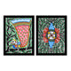 Handmade Madhubani Painting Set of 2 –  Peacock and Fish  12x16