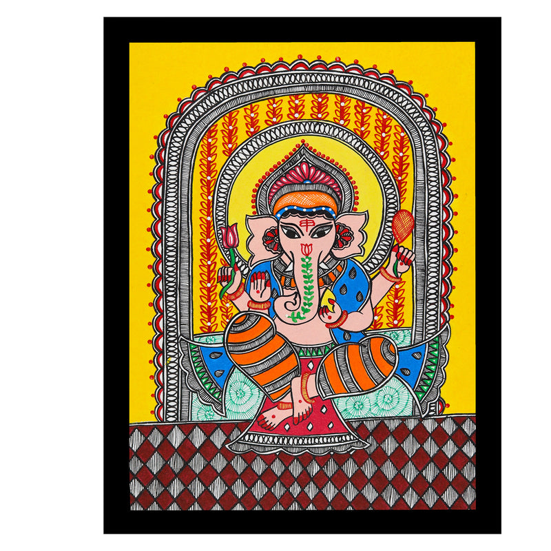 Handmade Madhubani Ganesh Painting 12x16 Inch  Wall Decor