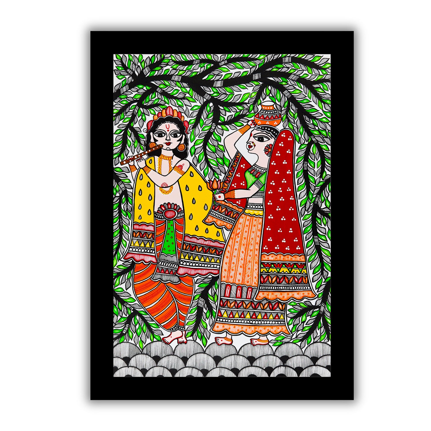 Handmade Radha Krishna Madhubani Painting Wall Decor 17x24
