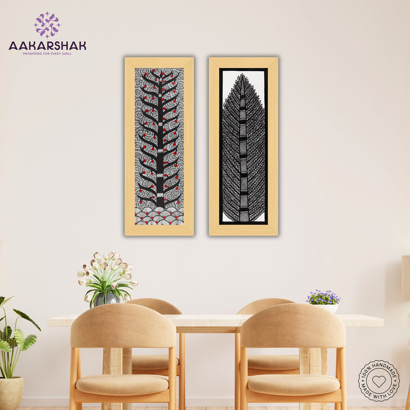 Handmade Madhubani Painting Set of 2 – Tree of life 8x23