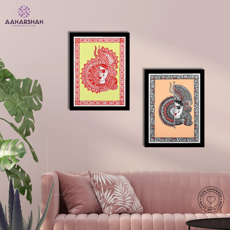 Handmade Madhubani Painting Set of 2 – Durga 12x16