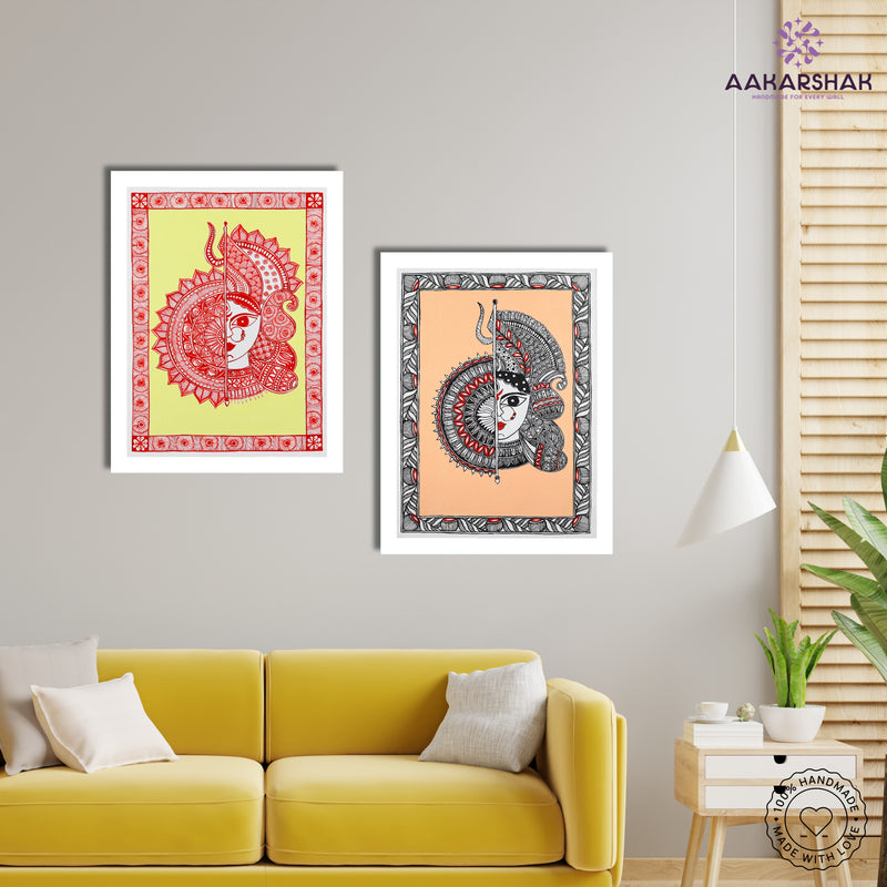 Handmade Madhubani Painting Set of 2 – Durga 12x16