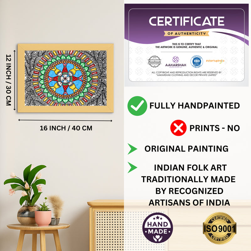 Handmade Madhubani Fish Painting 12x16 Inch  Wall Decor