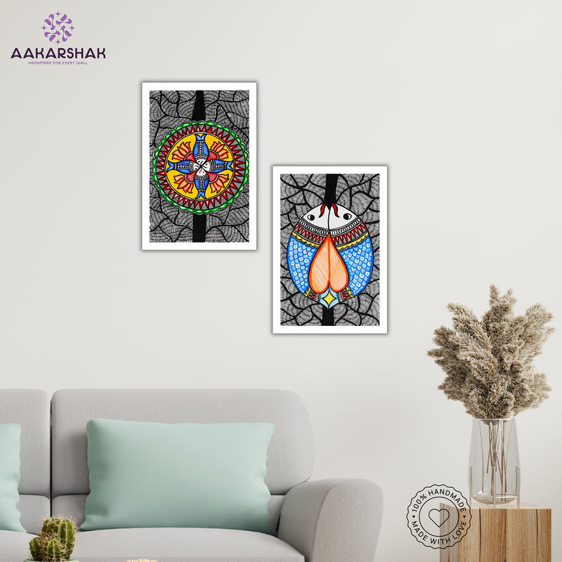 Handmade Fish Madhubani Painting 8x12 Set of 2