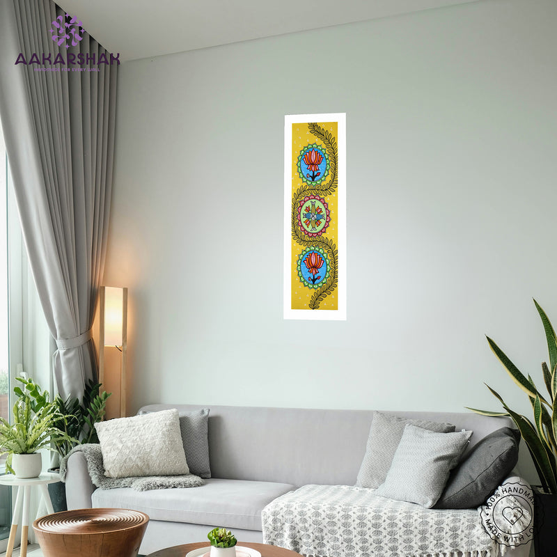 vibrant handmade lotus painting-depicting indian folk traditions