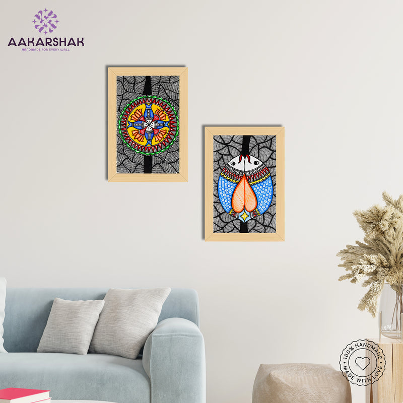 Handmade Fish Madhubani Painting 8x12 Set of 2