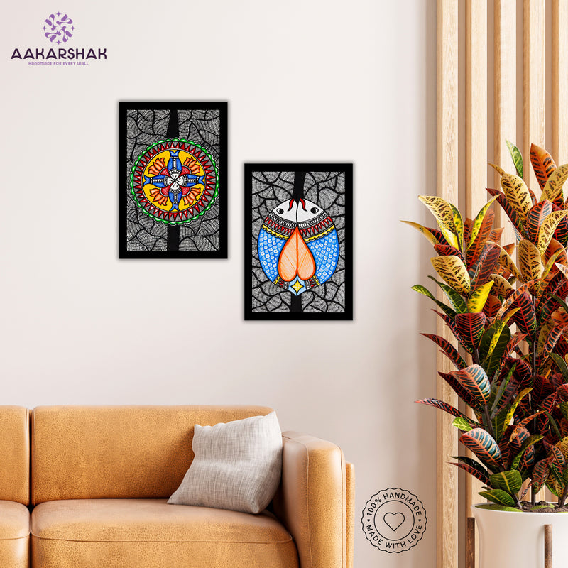 Handmade Fish Madhubani Painting 8x12 Set of 2