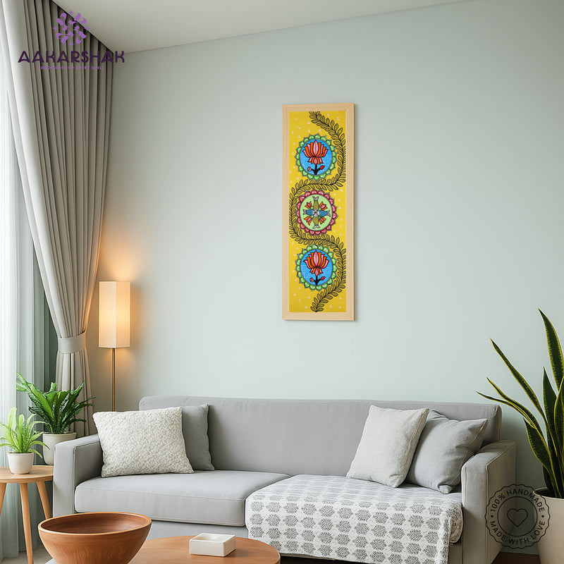 vibrant handmade lotus painting-depicting indian folk traditions