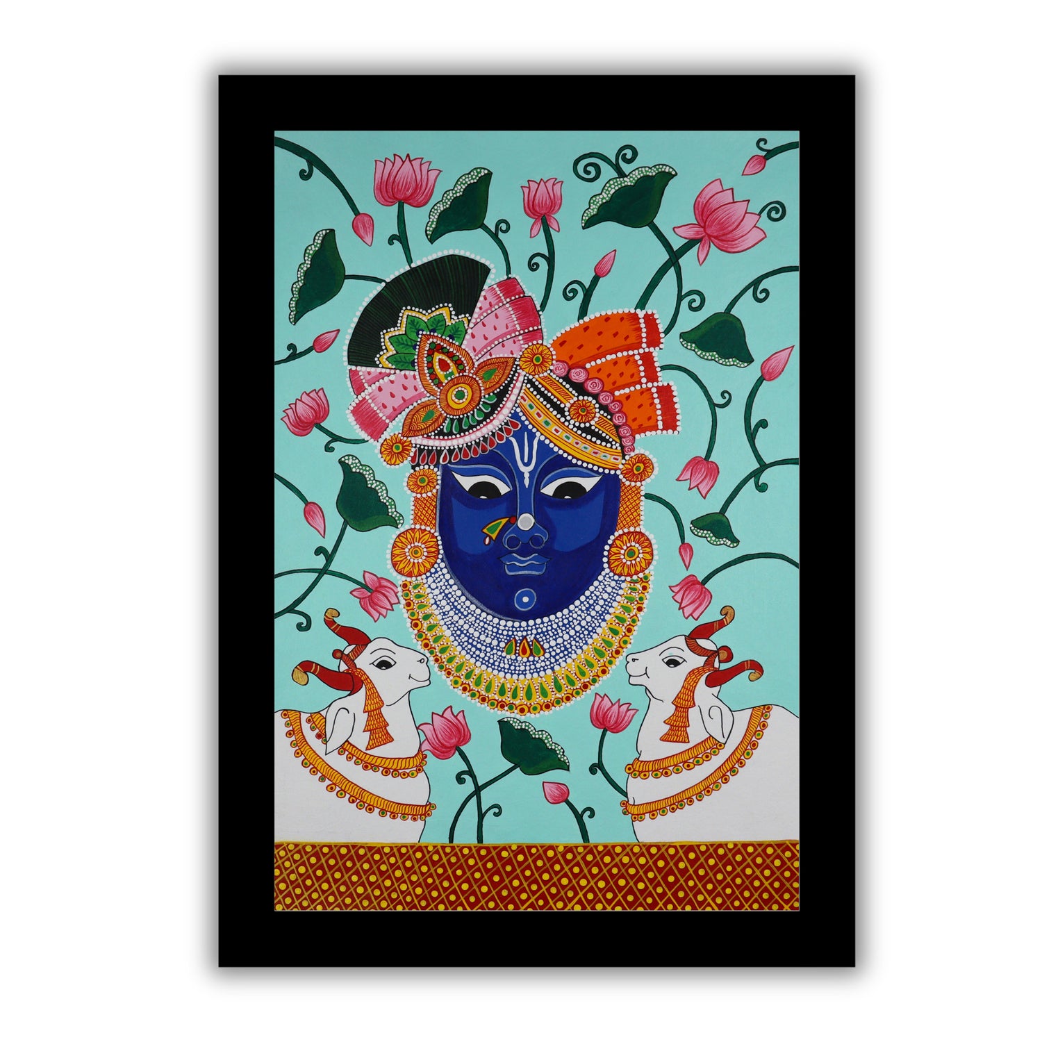 Handmade Pichwai Shrinathji Painting Framed 17x24 Inch Wall Art