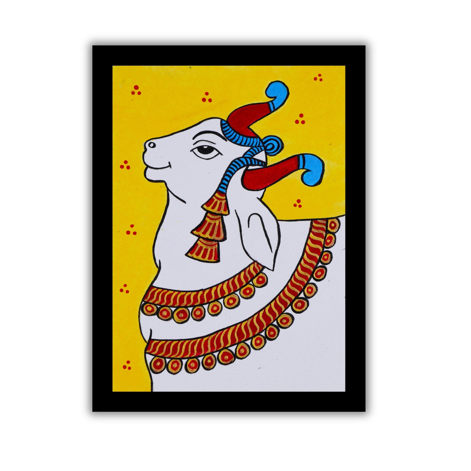 handmade pichwai painting cow-in vibrant traditional folk art style
