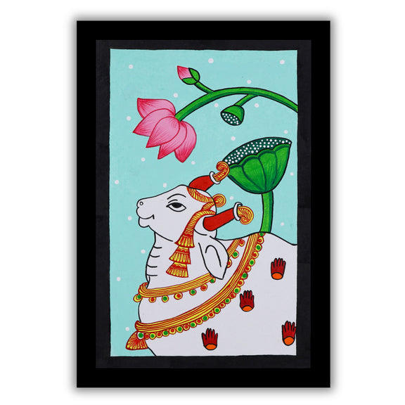 handmade pichwai cow painting-in vibrant traditional folk art style