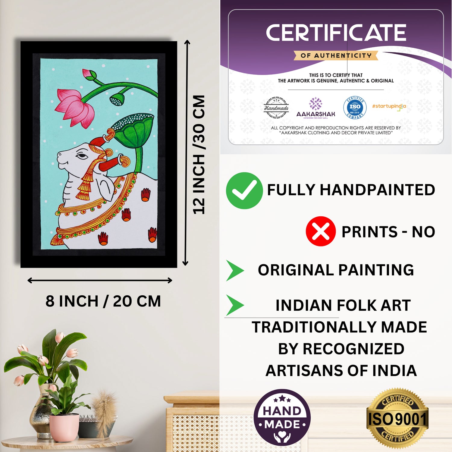 certificate of authenticity-handmade iso certified cow pichwai painting