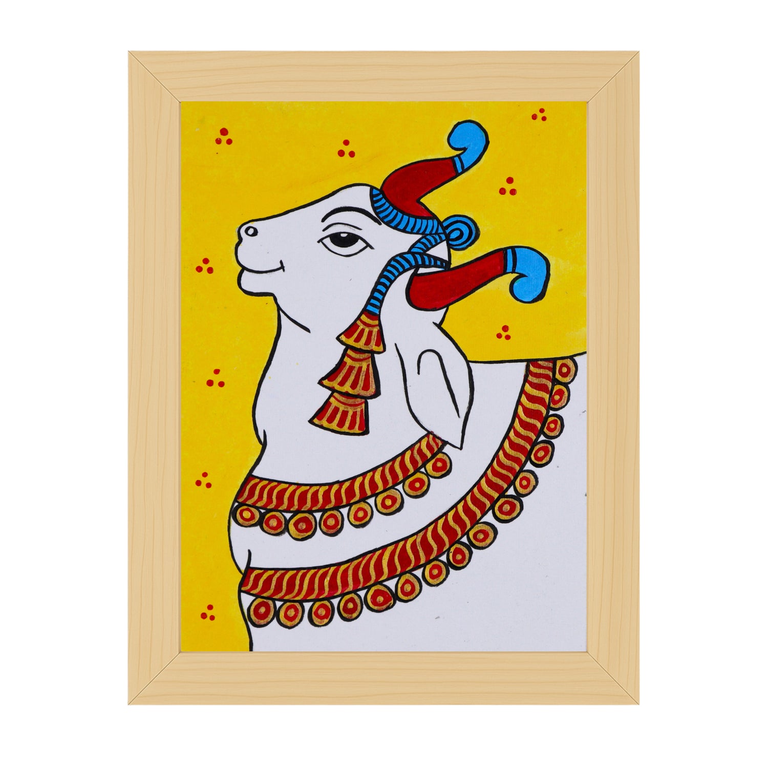 handmade pichwai painting cow-in vibrant traditional folk art style
