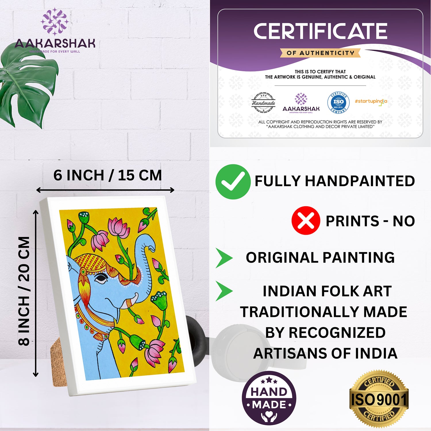 handmade iso certified-pichwai elephant painting
