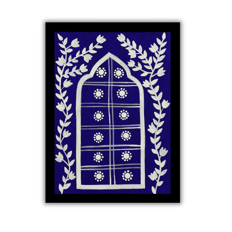 handmade pichwai painting jharokha-in vibrant traditional folk art style
