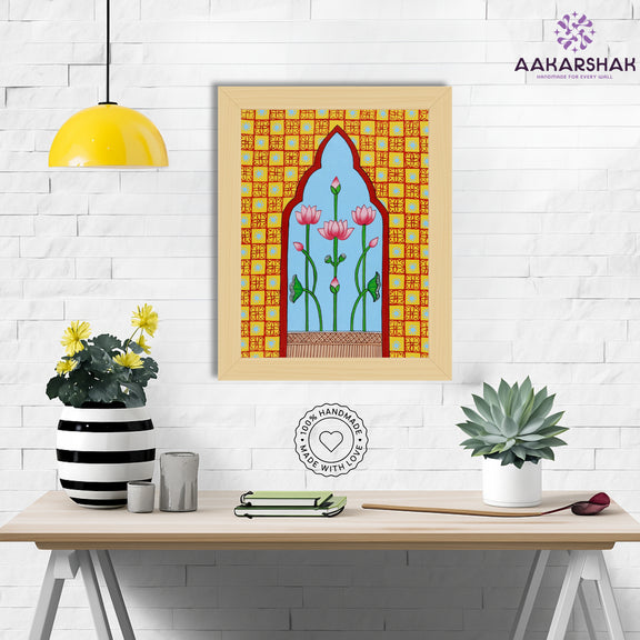 Framed artwork with krishna design-handmade pichwai painting for home decor