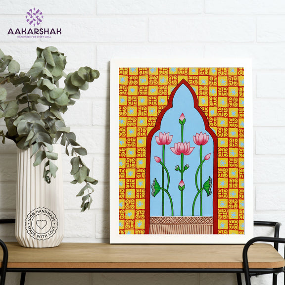 Framed artwork with krishna design-handmade pichwai painting for home decor