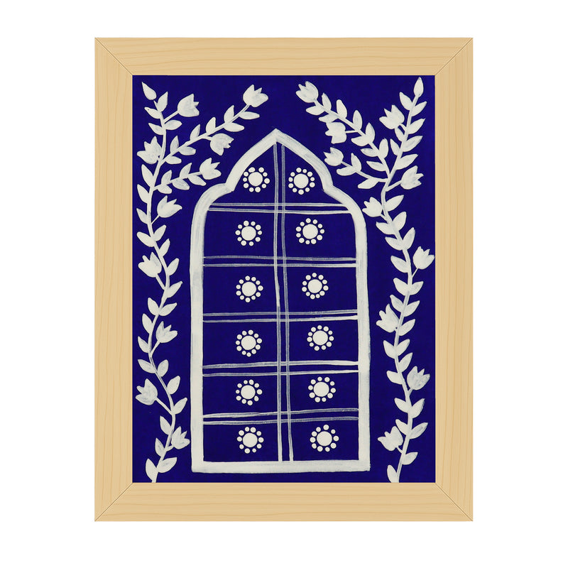 handmade pichwai painting jharokha-in vibrant traditional folk art style
