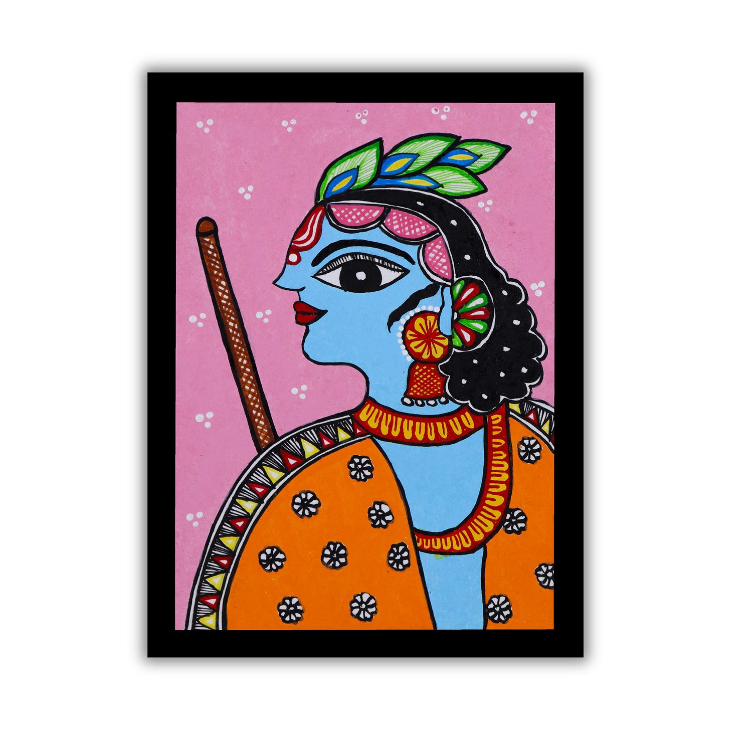 handmade pichwai painting krishna-in vibrant traditional folk art style
