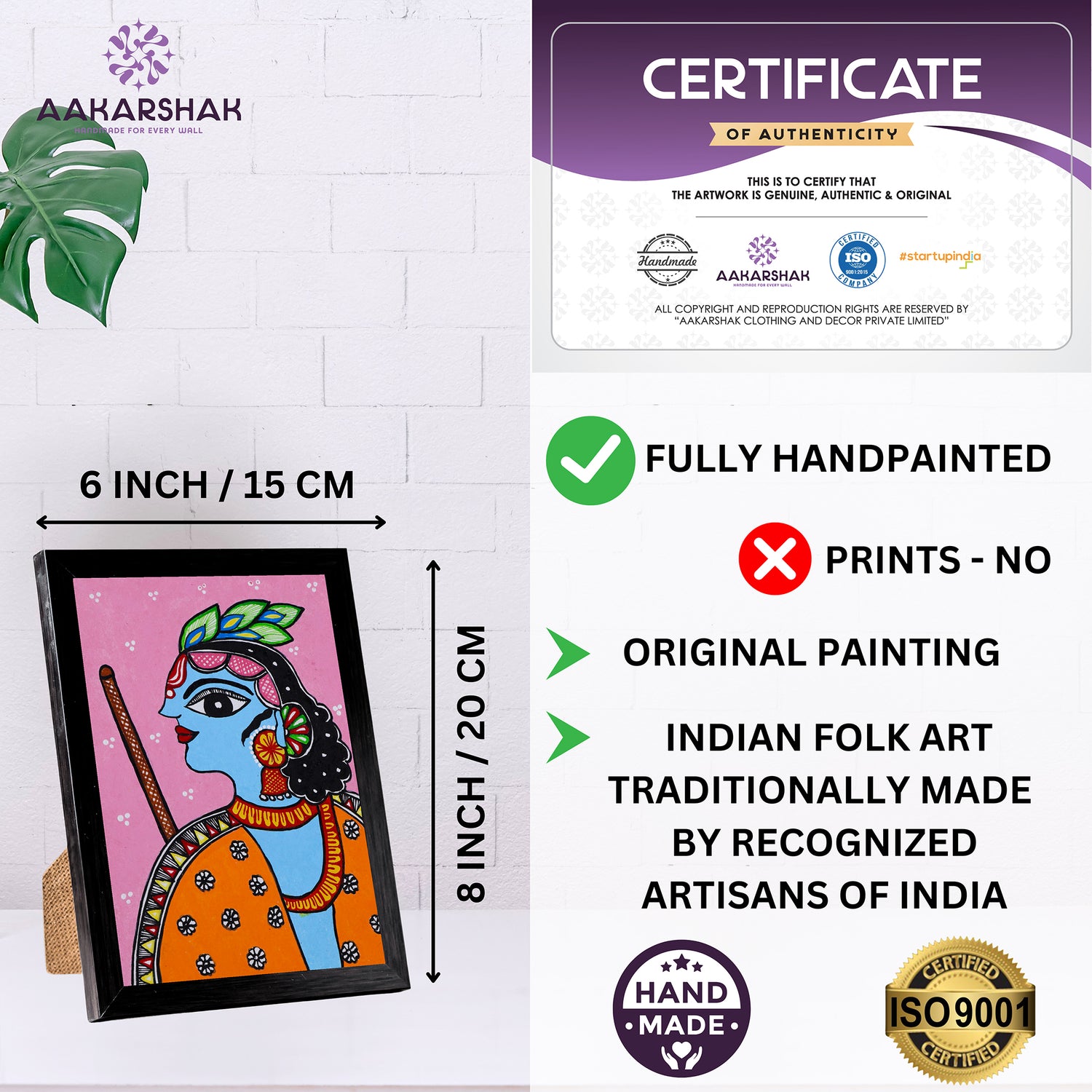 handmade iso certified-pichwai krishna painting
