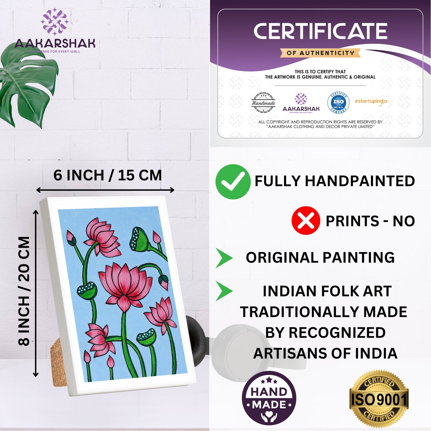 handmade iso certified-pichwai lotus painting
