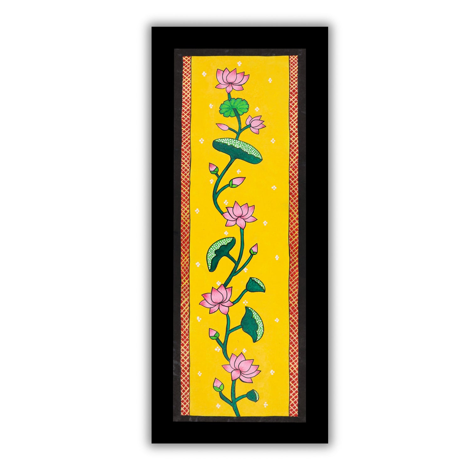 Framed artwork of a colorful lotus-with handmade pichwai painting 