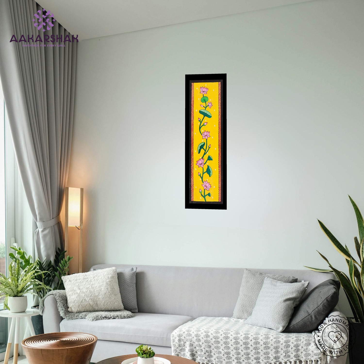 vibrant handmade lotus painting-depicting indian folk traditions